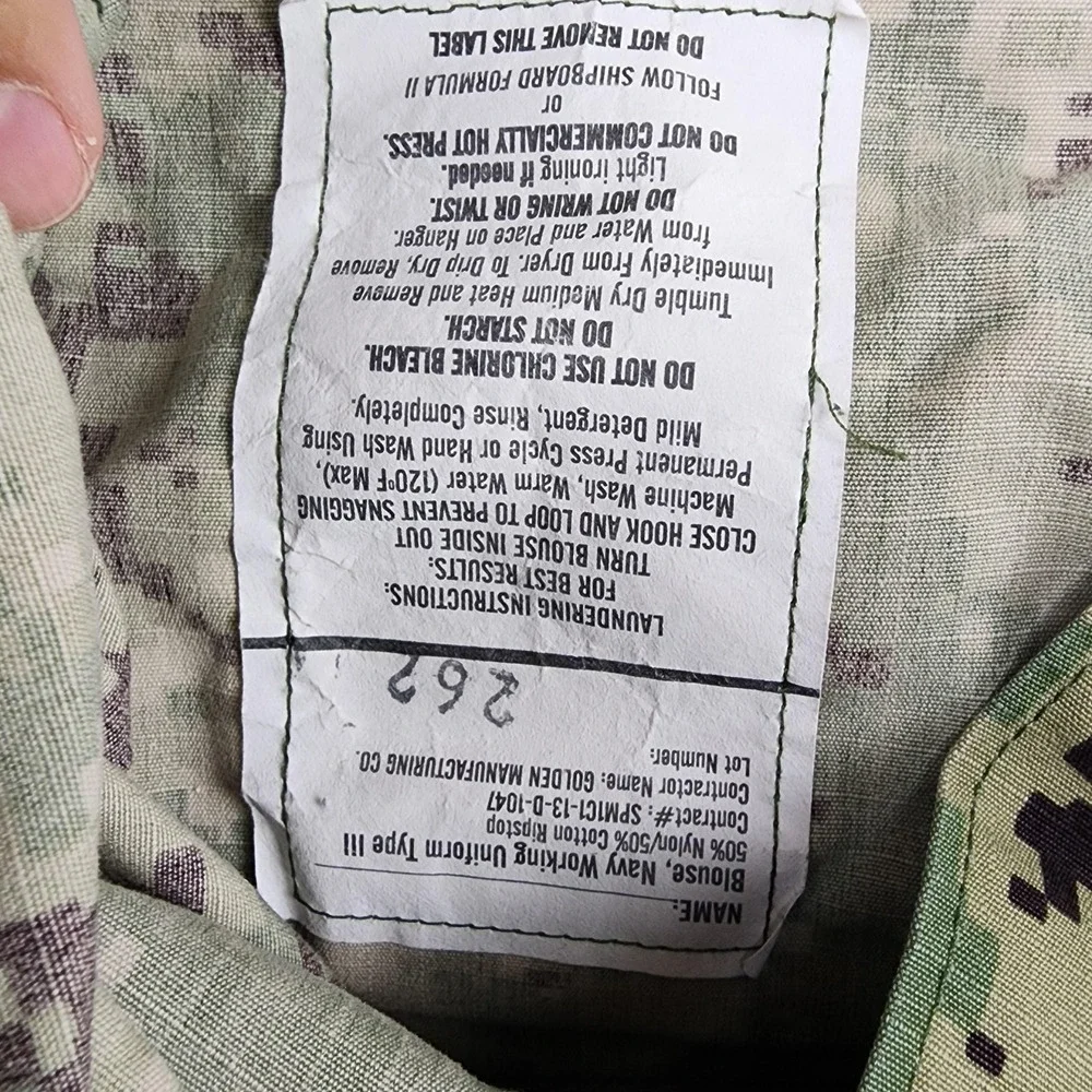 U.S Navy Blouse Medium Reg Working Uniform Type III NWU Seals Military Camo READ